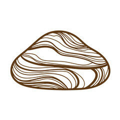 Simple brown decorative line art of a natural stone element with vintage art style