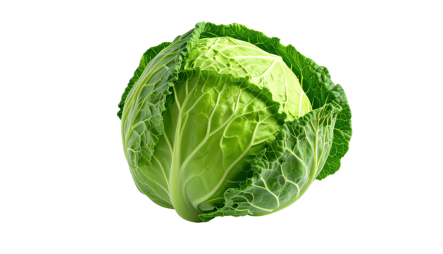 Lush green cabbage head with leafy texture on dark background