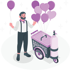 Man with purple balloons and cart balloon seller © SBD
