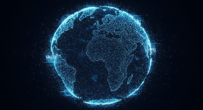 Digital Earth Globe - Futuristic Technology and Global Connectivity.