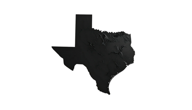 Dark Texas state outline with subtle texture, black background