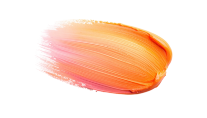 Swatch of orange, pink, and yellow paint smear on black background