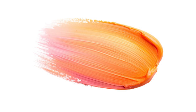 Swatch of orange, pink, and yellow paint smear on black background