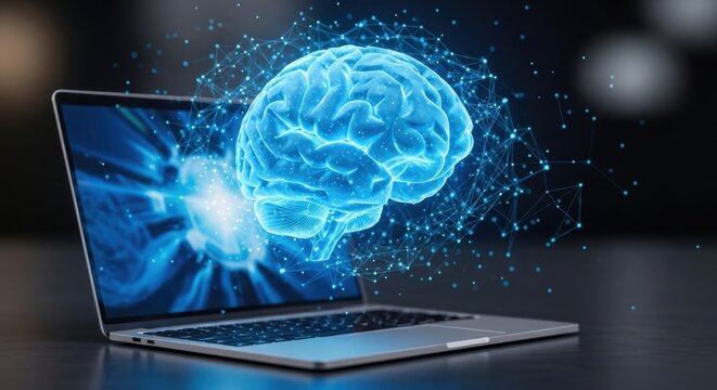 AI Brain Connected to Laptop