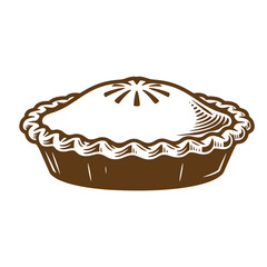 Vintage art illustration of a delicious and appealing baked apple pie isolated on white