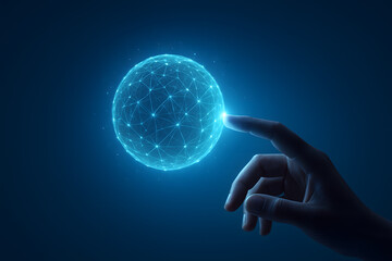 sci-fi hand holding globe