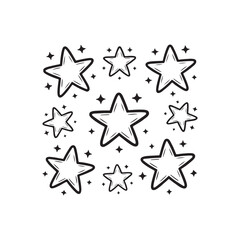 Obraz premium Hand drawn star shapes scattered on white background