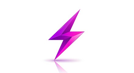 A vibrant purple lightning bolt symbol with a glossy, faceted appearance and a subtle reflection below.