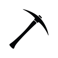 Black silhouette of a pickaxe tool on a white background