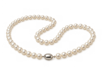 Pearl necklace on a transparent background, symbolizing luxury, elegance, and classic fashion accessory