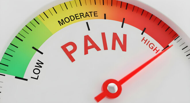 Pain scale gauge indicating high pain level