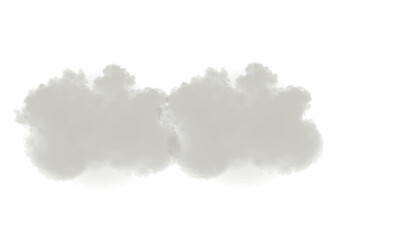 Two wisps of light gray smoke isolated on transparent background