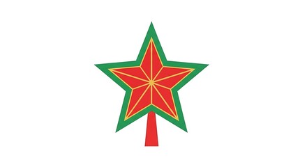 Festive Red Star Topper with Green Border on White Background