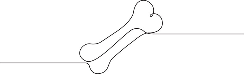 Bone single line art, continuous one line drawing of Isolated outline vector art, Continuous one line drawing of bone. simple human bone line art vector illustration.