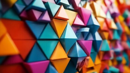 Abstract geometric pattern of colorful pyramids in a vibrant composition - Powered by Adobe