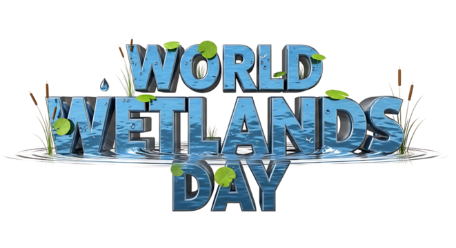 World wetlands day isolated on transparent background, an environmental awareness day