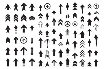 Set swipe up arrows icons. Different black arrows sign upwards. Scroll or swipe up. Graphic vector elements for web, applications, infographic, social. Blue Color.