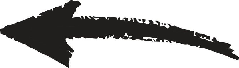 Brush, marker drawn bold arrows set. Collection of hand drawn doodle thick arrows in different directions.