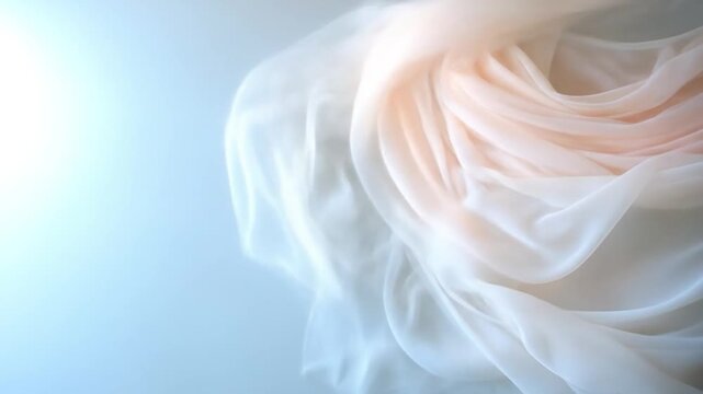 Soft flowing translucent fabric draping gently with brightness and airy movement