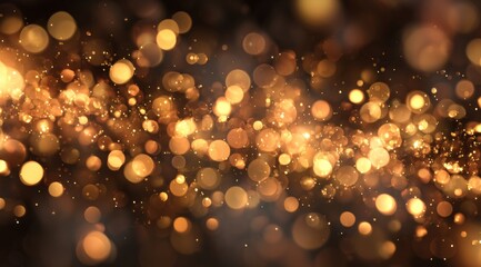 A Glimmering Array of Golden Lights Creating a Magical Atmosphere with a Sparkling Background and Enchanting Bokeh Effect