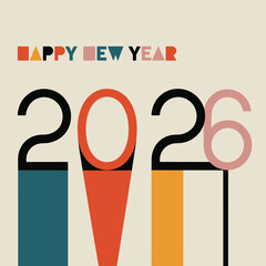 Happy new year 2026 greeting with colorful abstract design