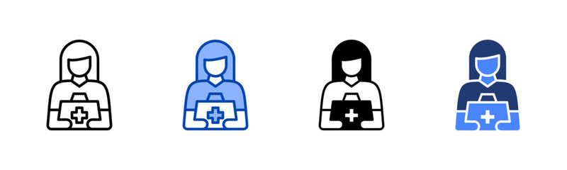 First Aid icon set multiple style collection
