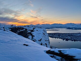 sunrise in the mountains of winter