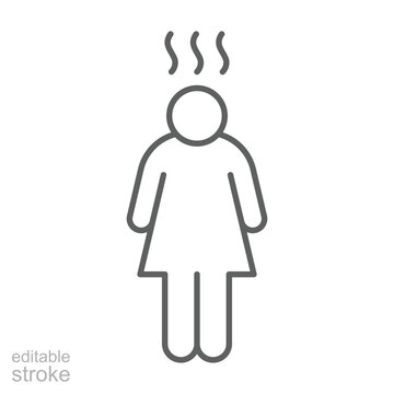 Depression icon. Simple outline style. Depression linear symbol design. Simple line illustration on white background. Editable stroke