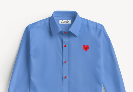 ue Shirt Mockup With Heart Embroidery Psd