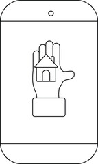 Phone shows house icon in hand