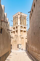 Windcatcher at Al Bastakiya in Dubai, UAE. Al Bastakiya is also known as Al Fahidi Historical Neighbourhood.