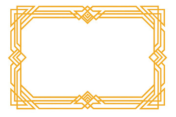 Golden art deco frame adorning transparent background, creating a vintage elegance and decorative border for design projects