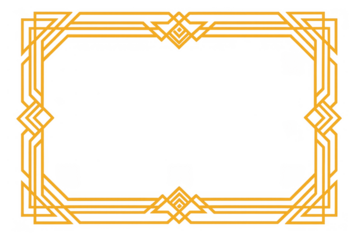 Golden art deco frame adorning transparent background, creating a vintage elegance and decorative border for design projects