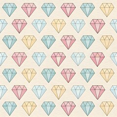 Pastel Diamond Grid on Creamy Wrapping Paper. Seamless pastel diamond grid over a creamy wrap-paper texture with subtle wrinkles&mdash;soft and decorative.