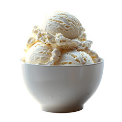 Delicious vanilla ice cream scoops piled high in a white bowl, beckoning sweet cravings and summer treats, perfect for dessert menus and food blogs