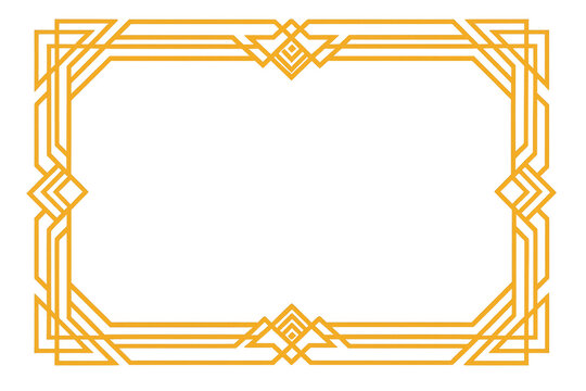 Golden art deco frame adorning transparent background, creating a vintage elegance and decorative border for design projects - Powered by Adobe