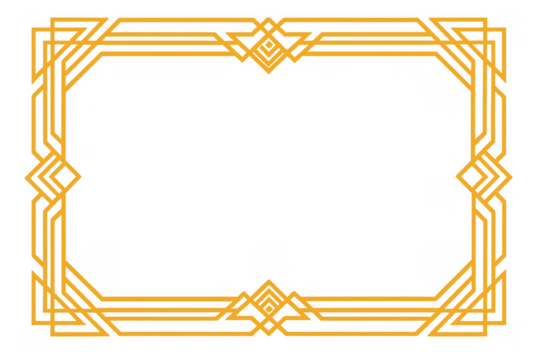 Golden art deco frame adorning transparent background, creating a vintage elegance and decorative border for design projects - Powered by Adobe
