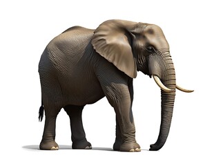 Obraz premium Majestic african elephant standing isolated on a white background