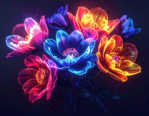 Vibrant Neon Glow Flowers Bouquet