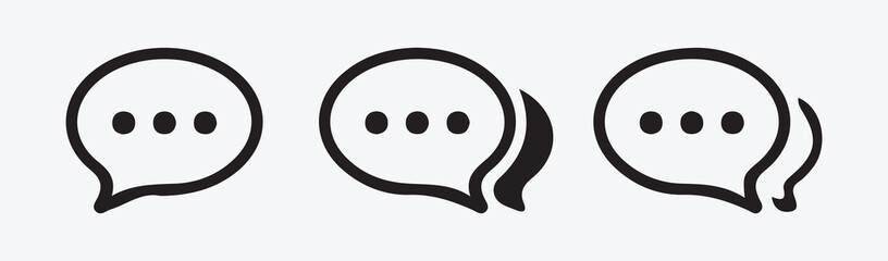 Blue Outline Chat Bubble Icons Set