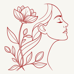 Beautiful woman face with flower