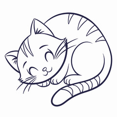 Cute kitten sleeping peacefully curled up