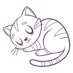 Cute sleeping tabby cat in vector format