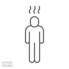 Depression icon. Simple outline style. Depression linear symbol design. Simple line illustration on white background. Editable stroke