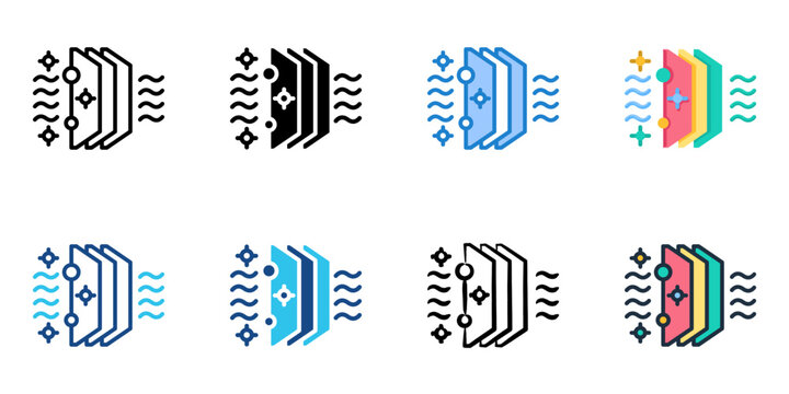 Filtration System icon set multiple style collection 
