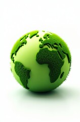 A vibrant globe composed of lush green grass with varying shades of emerald and lime