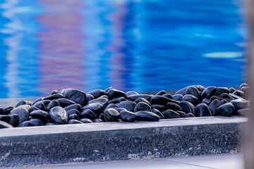 Decorative of the black pebbles in the pool