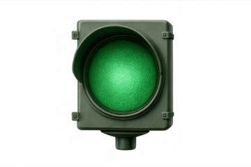 Green traffic light signaling go, indicating permission for success and progress on a transparent background
