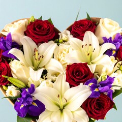 Heartshaped Bouquet Lilies Roses And