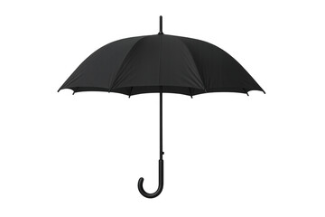 Black opening umbrella providing protection from rain, storm, and bad weather, isolated on transparent background